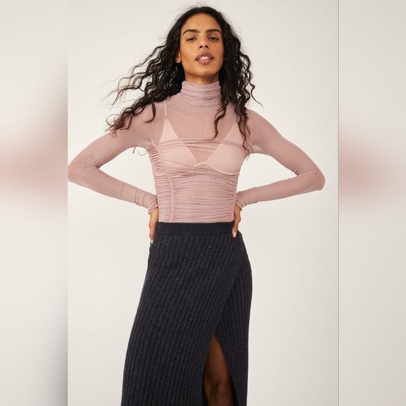 Free People Pink Long Sleeve Bodysuit - Picture 3 of 7